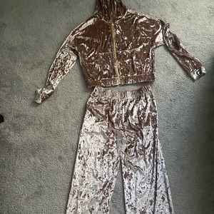 Fabletics velour blush jumpsuit, brand new!